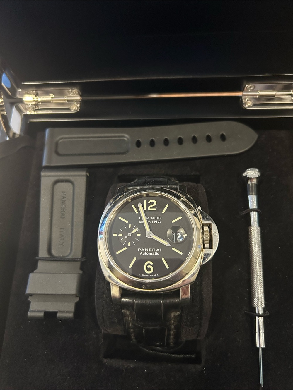 Panerai Luminor Marina Black Dial with Black Straps